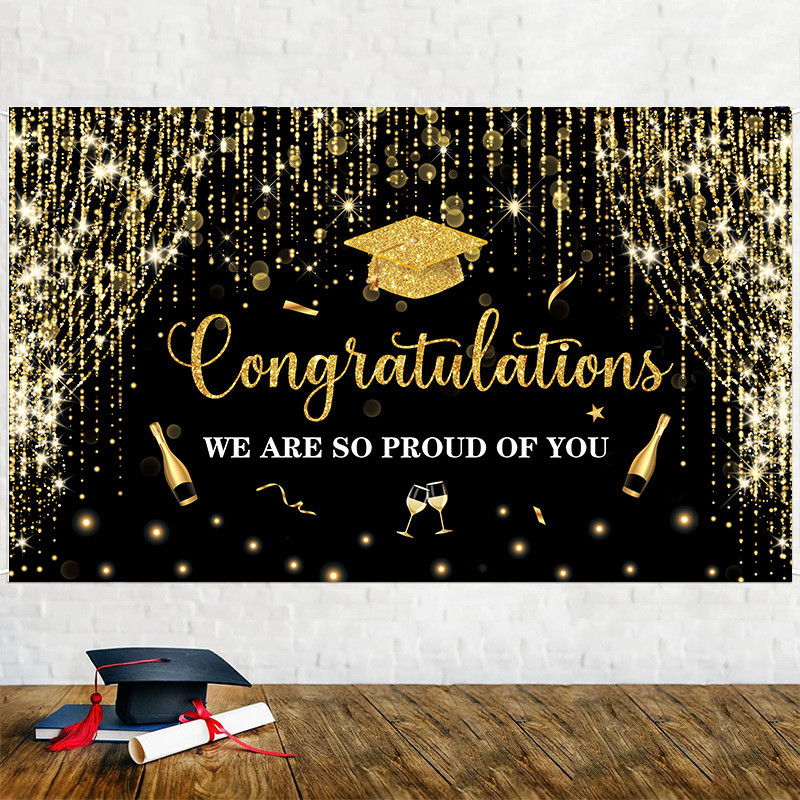 Black gold simple luminous curtain Congratulations on graduation We Are ...