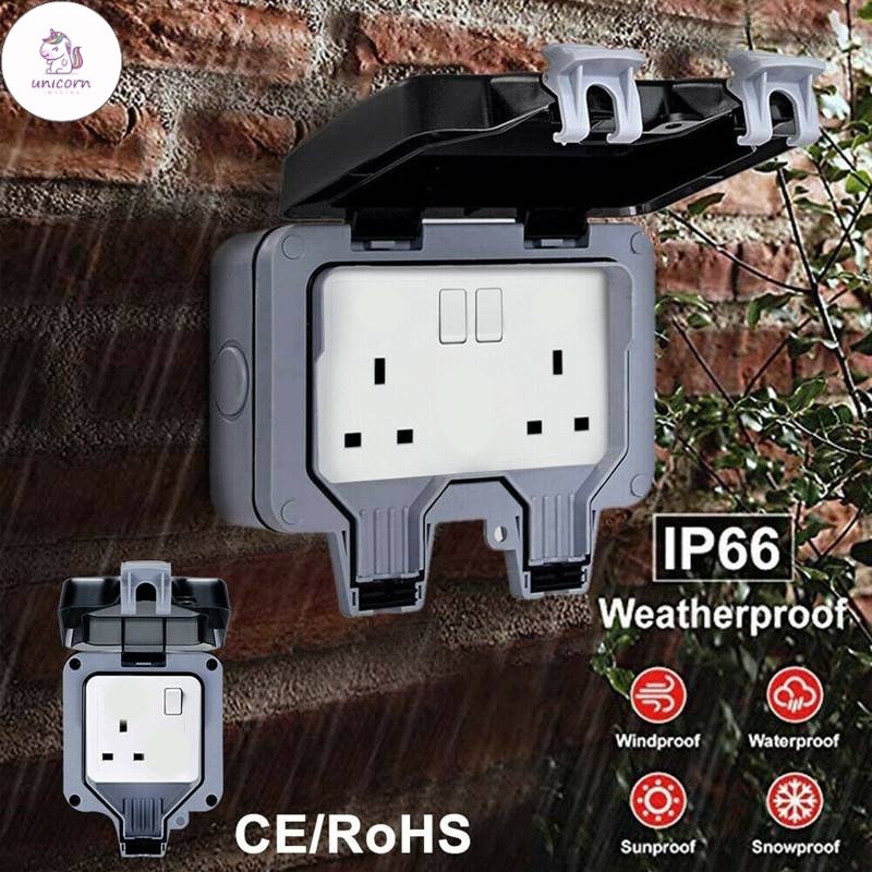 UN IP66 English 13A Outdoor Waterproof Socket Porous Leakage Protection ...