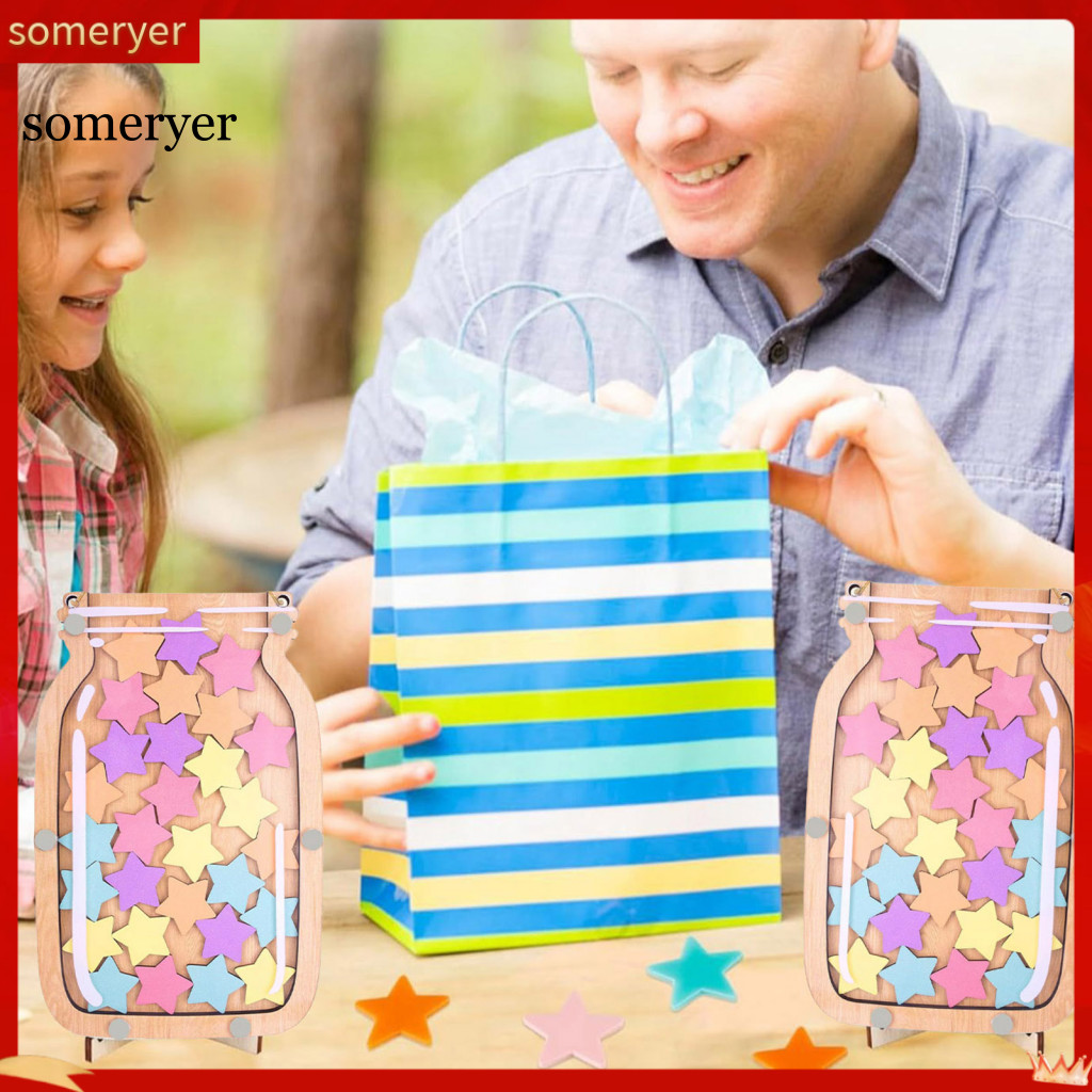 someryer| Educational Reward Jar Star Reward Chart Wooden Kids Reward ...
