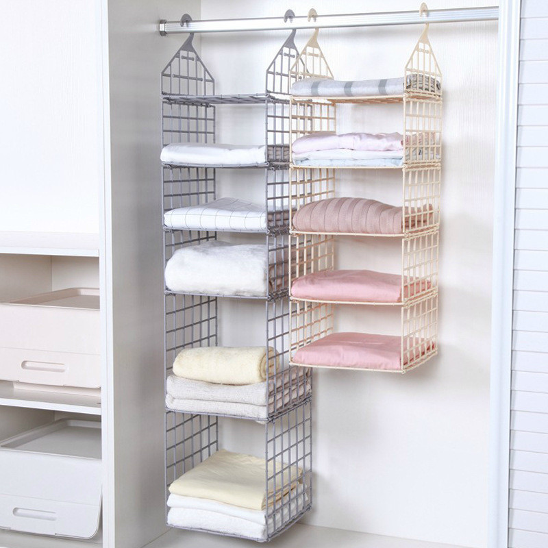 Home Organizing Checkered Wardrobe Layered Storage Rack Multi-Layered ...