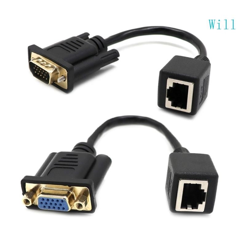 Will 15cm VGA to RJ45 Converter Adapter Cable Line Extension Wire Cord ...