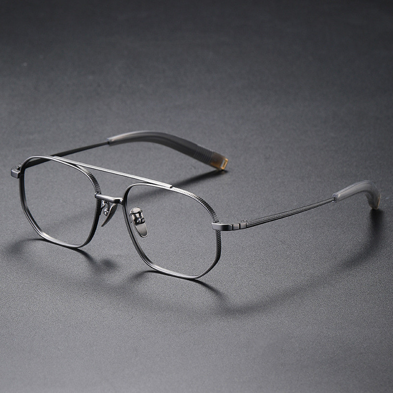 Pure Titanium Glasses Frame Handmade Double Beam Eyeglasses Men Women ...
