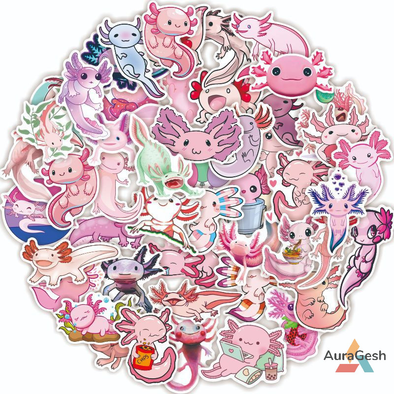 [AuraGesh] 50pcs Cute Animal Axolotl Graffiti Stickers Cartoon Decals ...