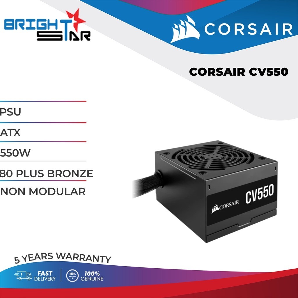 POWER SUPPLY UNIT CORSAIR CV550 / ATX / 550W / 80 PLUS BRONZE / NON ...