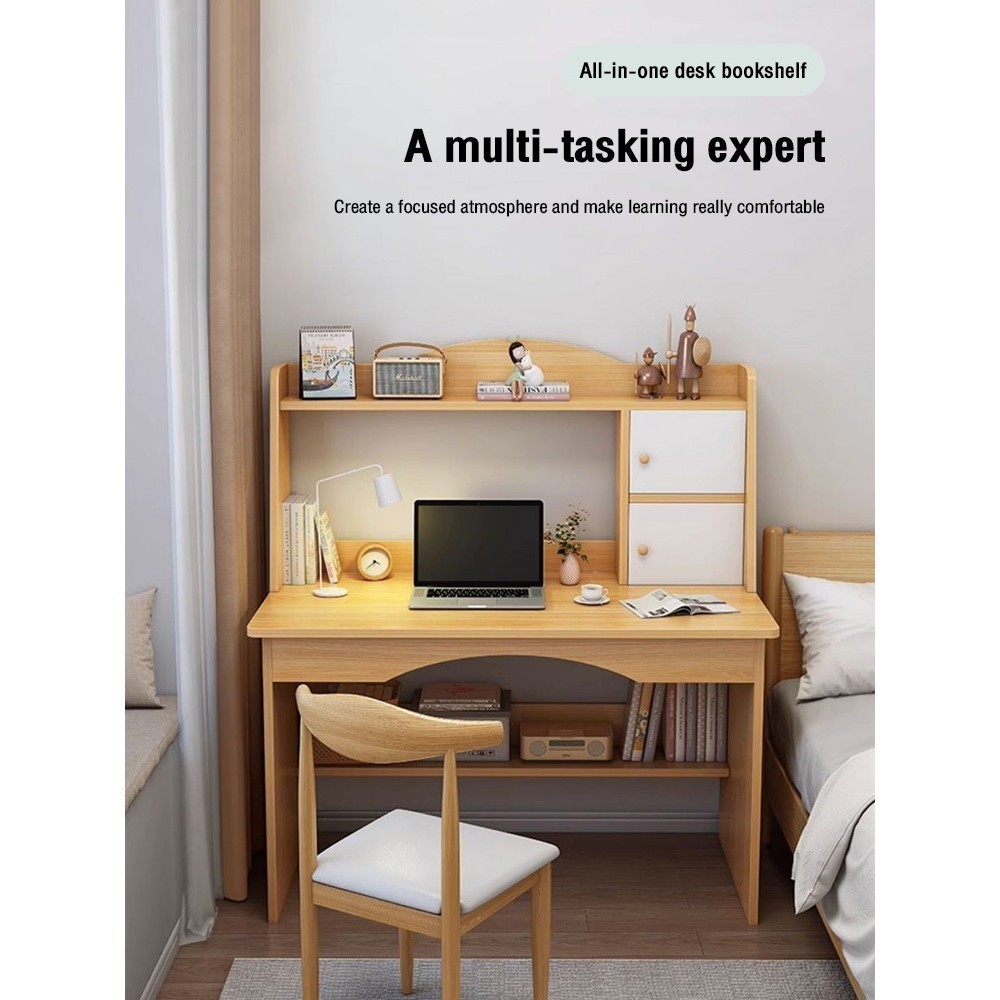 Study Table Computer Desk Meja belajar With Book Shelf Storage ...