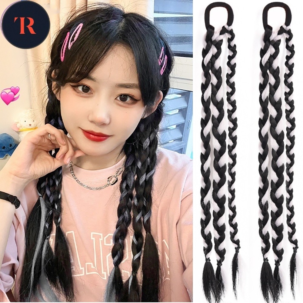 TR Y2K Hottie girls sweet cool Highlight Braided Ponytail Wig female ...