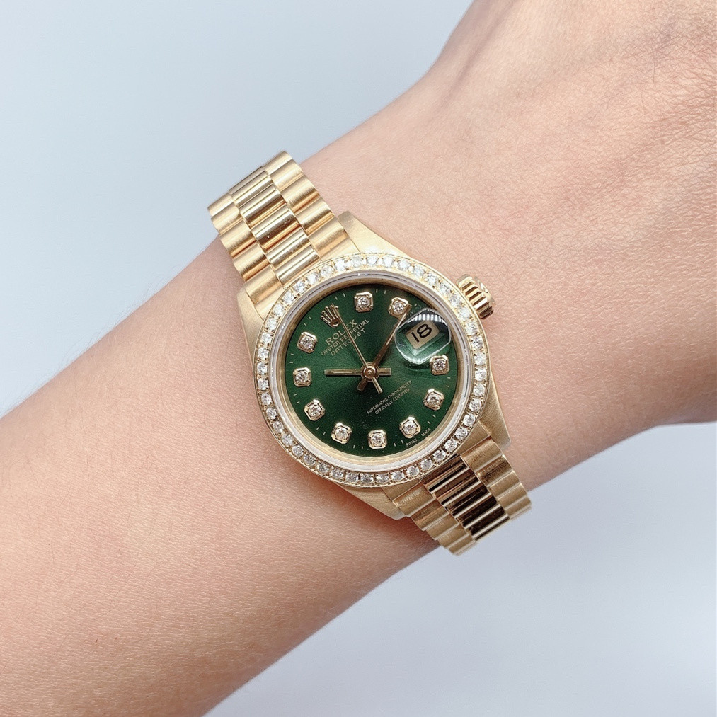 Gold Watch Diary Type 18k Gold Back Diamond Automatic Mechanical Watch ...