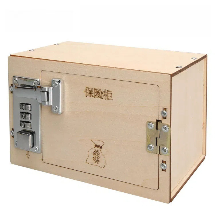 Wooden Toy Safe for Kids - Pretend Play Money Password lock Box ...