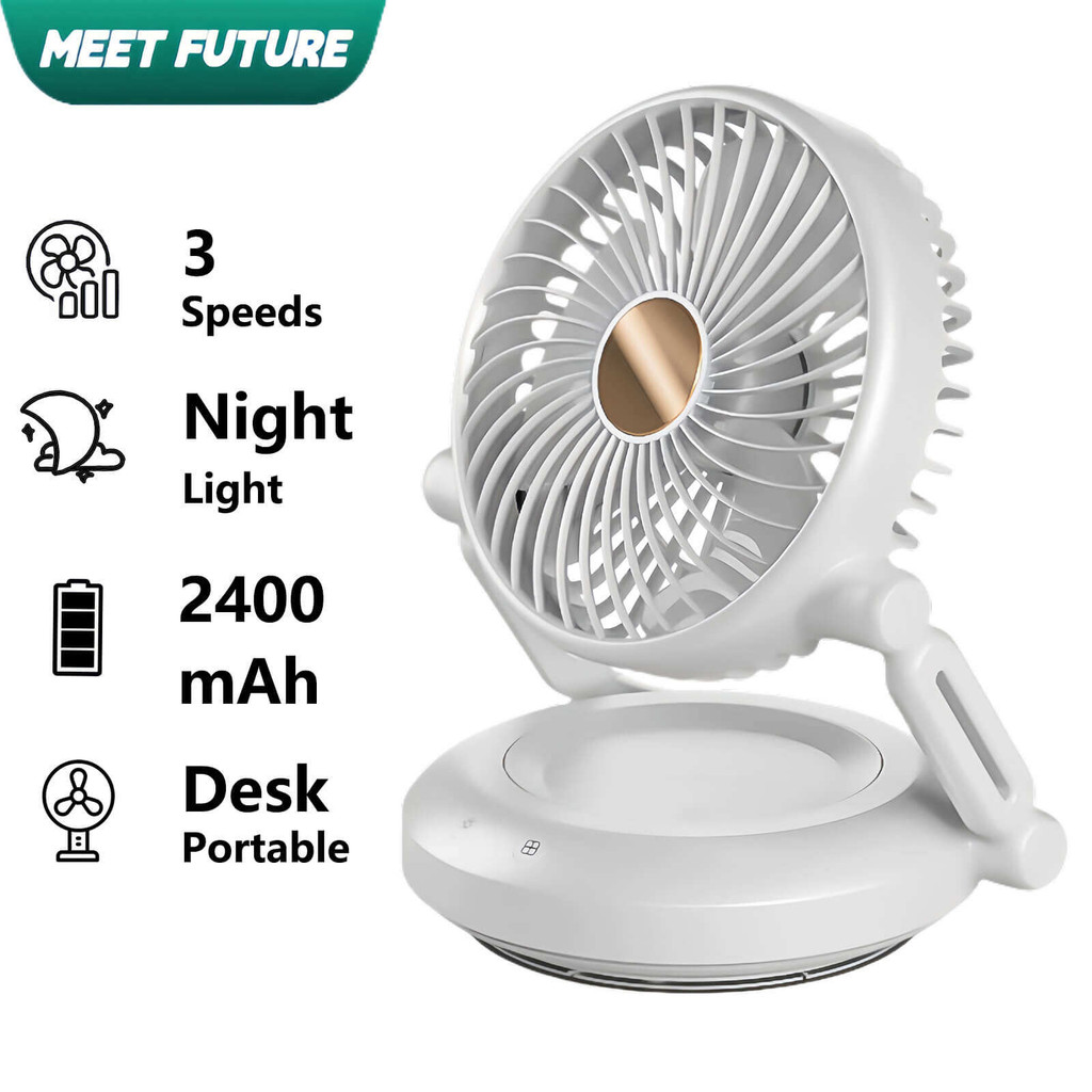 Foldable Desk Fan Table Wall Fan Rechargeable USB Battery 3 Speed ...