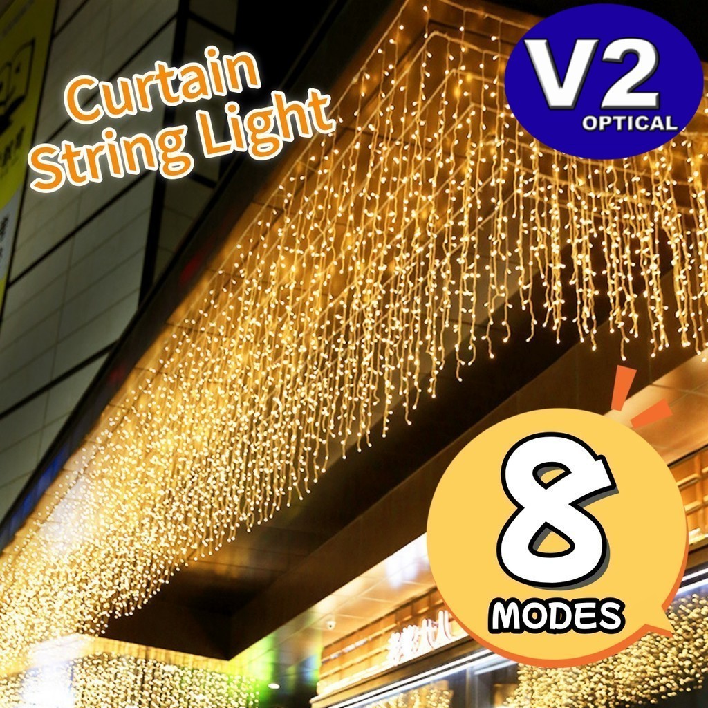 8 Modes Fairy Curtain String Light Icicle Waterfall 4M LED Waterproof ...