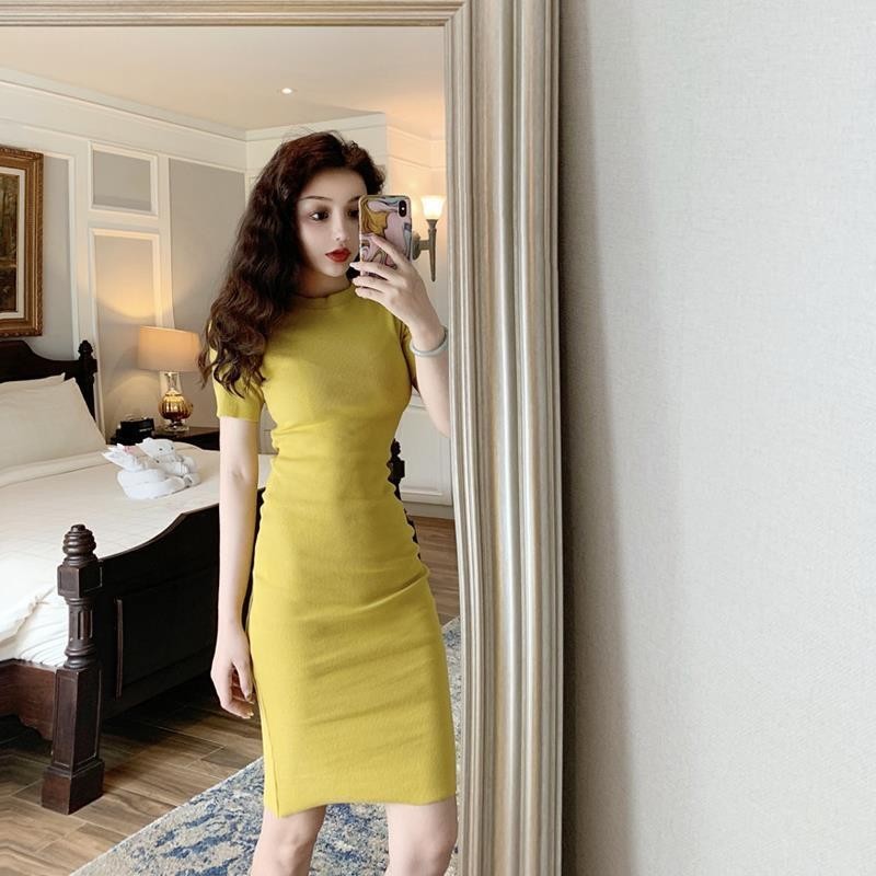 Skirt Women Slim-fit Slimmer Look Retro Temperament Sexy Hip Dress Mid ...