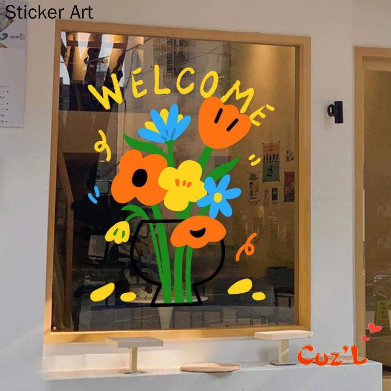 Ins Style Fresh Flower Pattern Sticker Flower Shop Clothing Restaurant ...