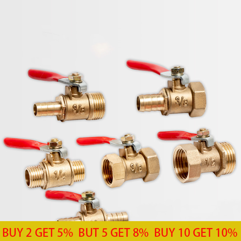 10mm Brass Ball Valve With Red Lever – Inline Hose Barb For Water, Air, Gas, Fuel – Dapetz