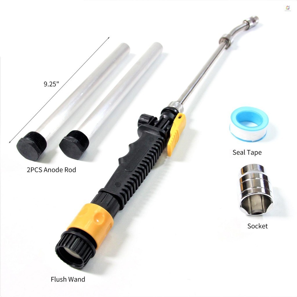 kawamy RV Water Heater Tank Rinser, RV Water Heater Flush Wand & Anode