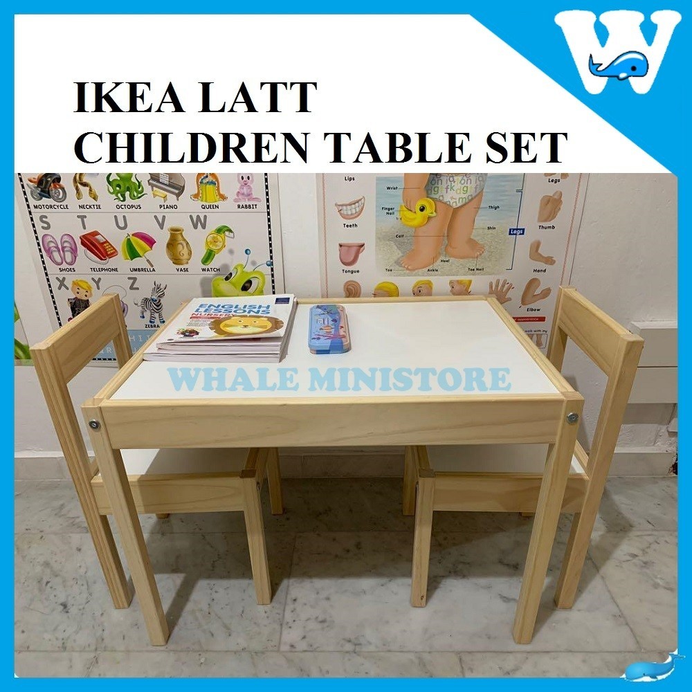IKEA LATT SOLID WOOD CHILDREN TABLE WITH 2 CHAIRS / PINE WOOD STUDY SET ...