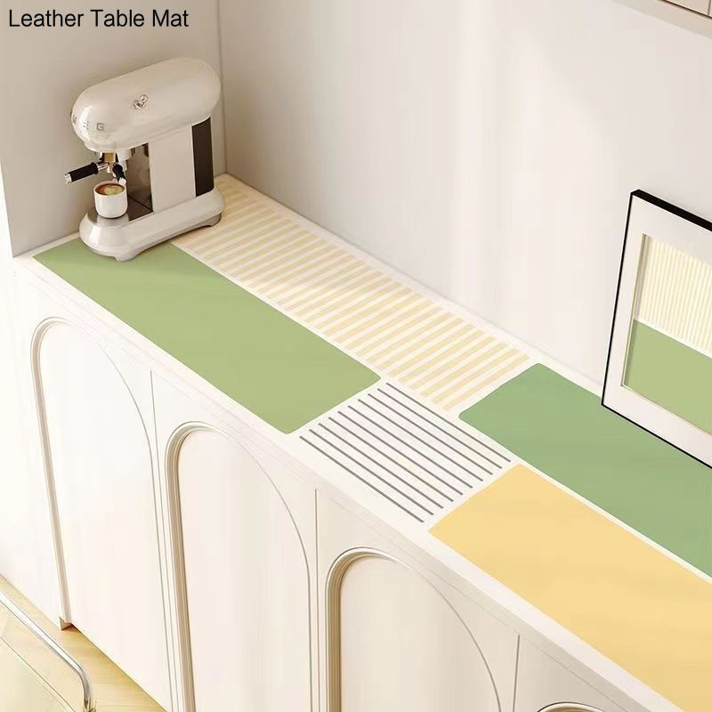 Small Fresh Leather Dining Side Counter Top Protection Mat Waterproof ...