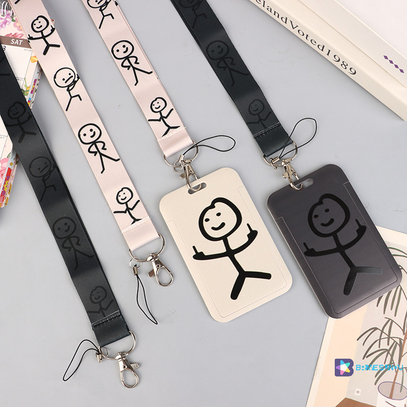 [BraveSundu] Funny Middle Finger Stickman Keychain Cute Lanyard Neck ...