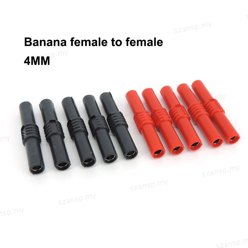 thumbnail image 2 of Cleqee P7023 10pcs 4mm Female To Female Banana Socket Adapter Extension Insulated Banana Plug Coupler 2 of 9
