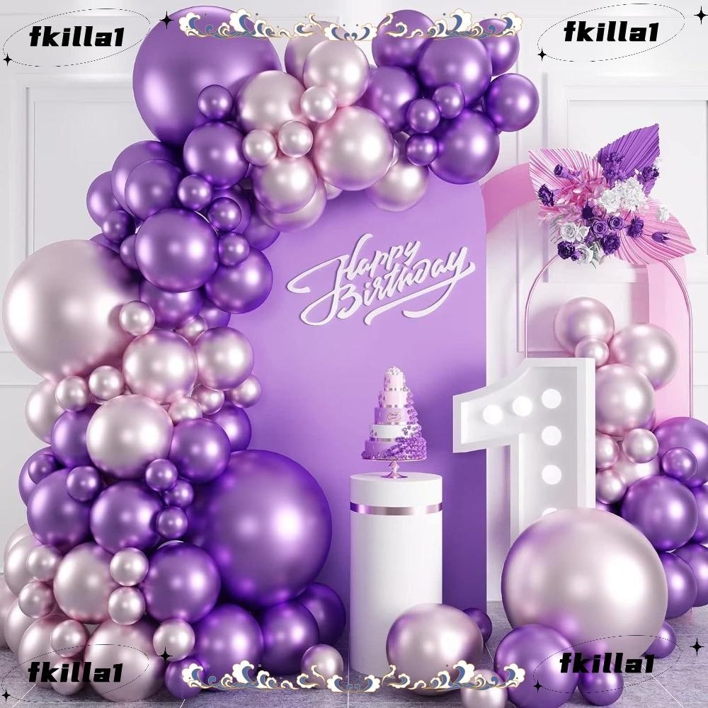 Fkila Balloon Garland Kit, Metallic Pink Latex Pink Purple Birthday 