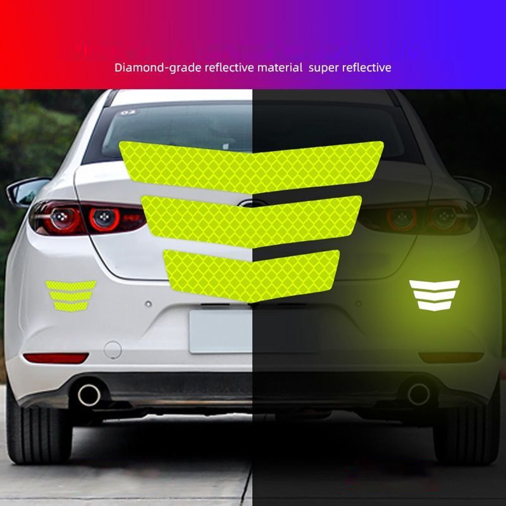 (6Pcs) Motorcycle Night Diamond Reflective Stickers With Adhesive ...