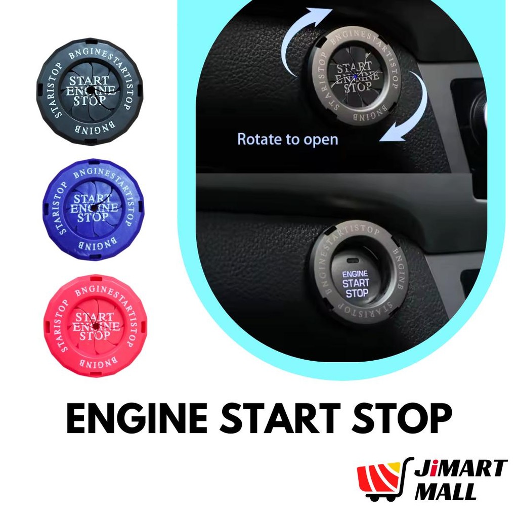 CAR ENGINE PUSH START COVER Stop Button Cover Auto Car Spin Push Start ...