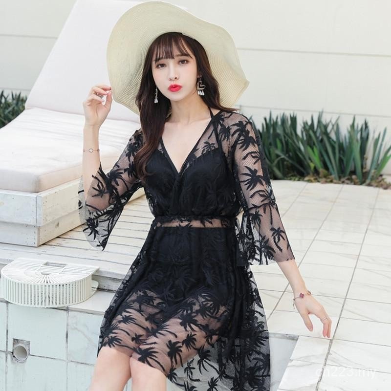 New Fairy Style Swimsuit Female Split Bikini Long-Sleeved Three-Piece ...