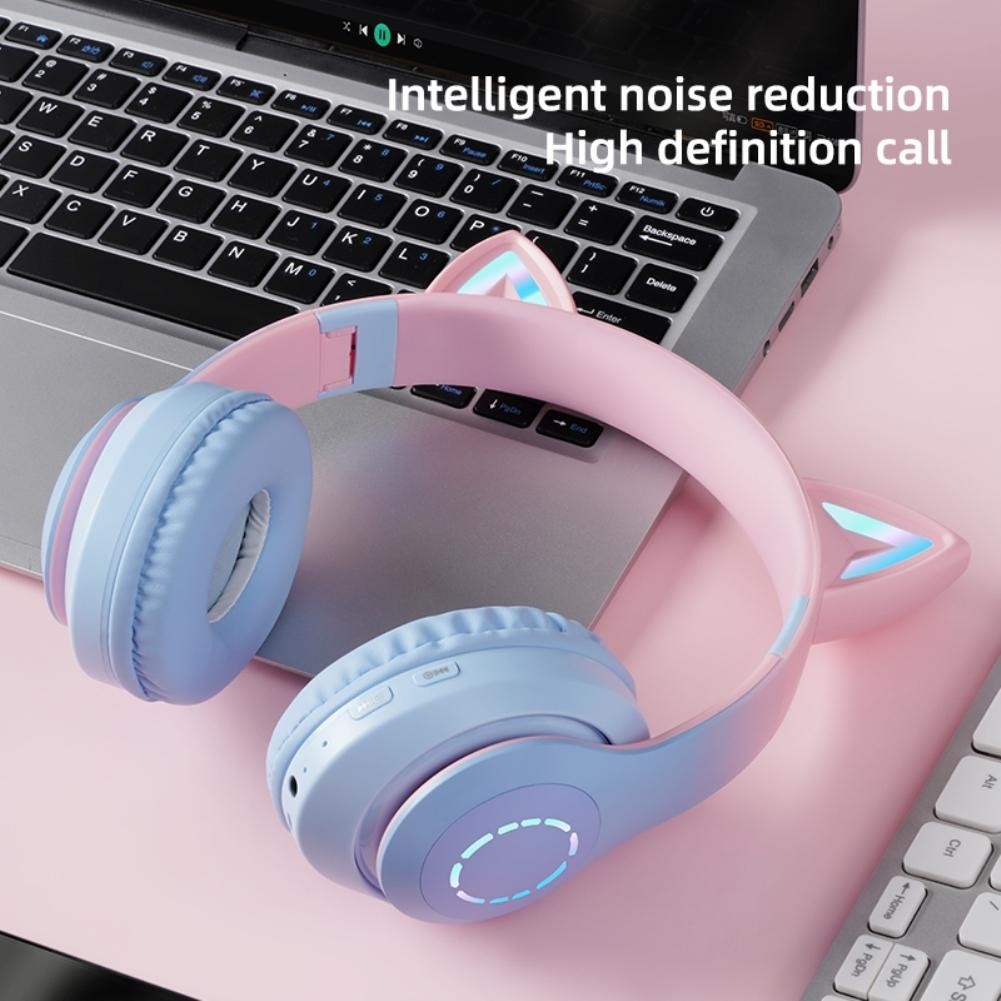 Cute Cat Gaming Headphone B39 Pro Cat Ear TWS Foldable HIFI Stereo Long ...