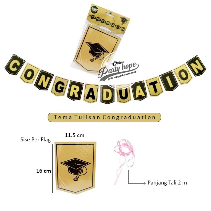 HITAM Toga Black gold congraduation graduation banner/Black gold ...