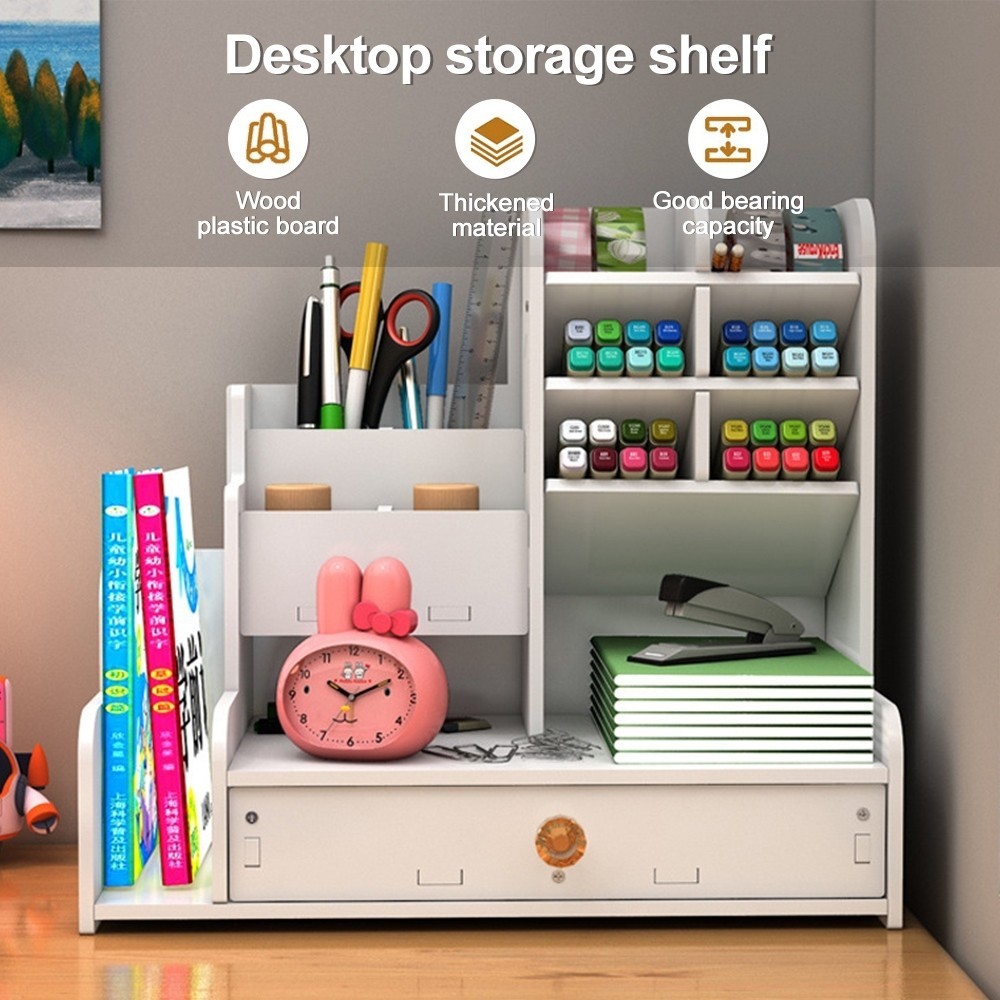 Wooden Stationary Storage Rack Pen Holder Box Rak Alat Tulis Rak Pen ...