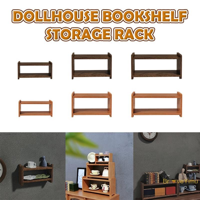 [BraveYimu] 1:12 Dollhouse Display Stand Wooden Storage Rack Bookshelf ...