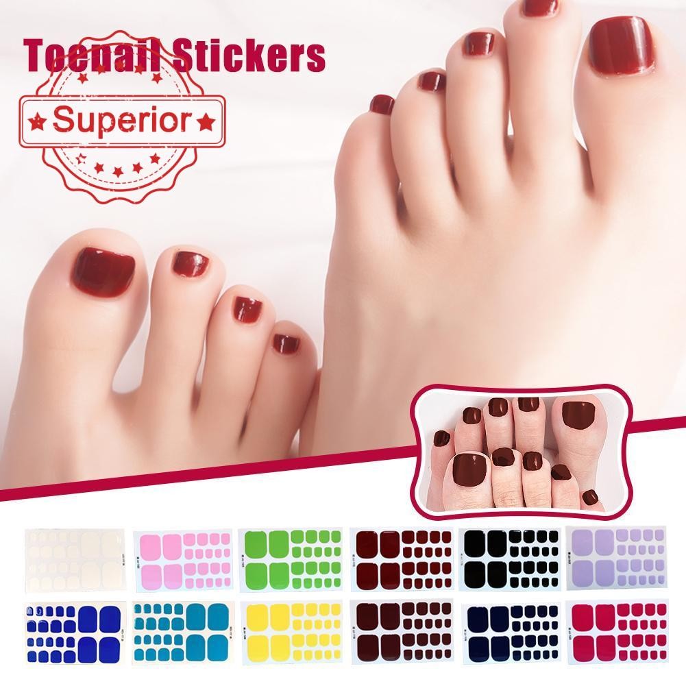 Color Toe Nail Stickers Fake Pedicure Toenail Wraps Nail Self-adhesive ...