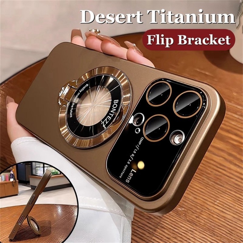 Desert Titanium Flip Bracket Magnetic Shockproof Phone Case For iPhone ...