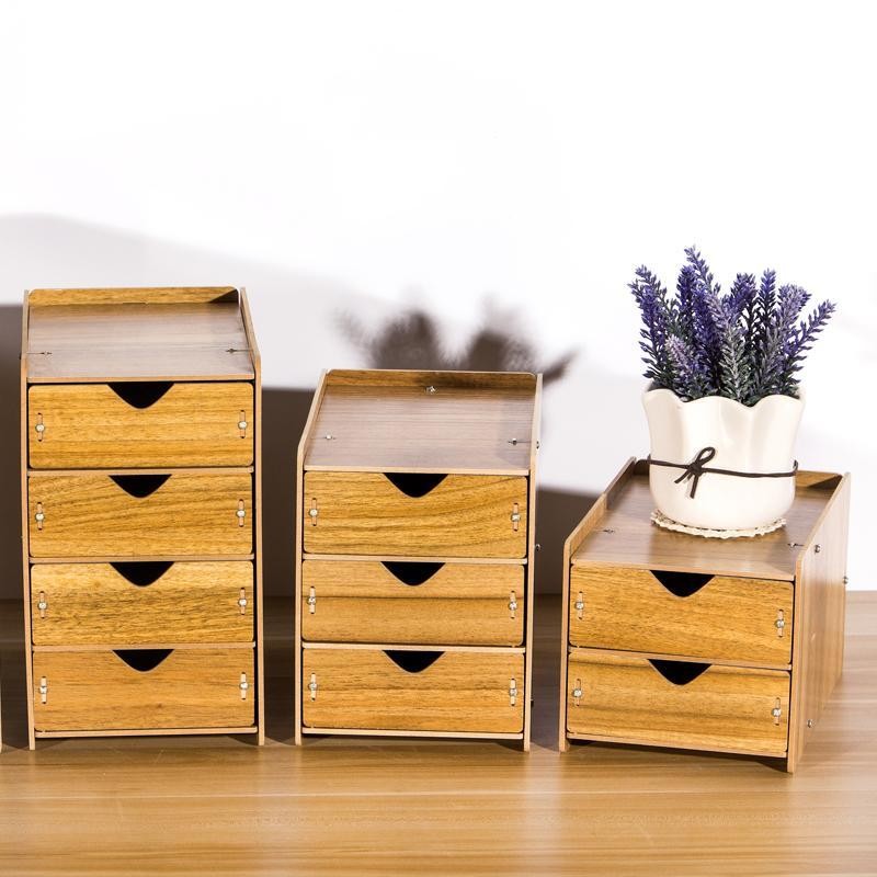 Desk Storage Box Simple Wooden Small Drawer Storage Cabinet Desk ...