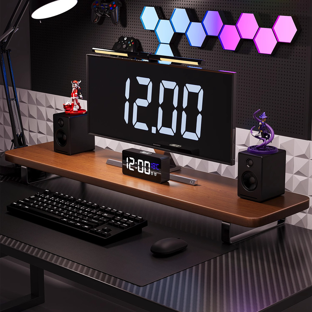 Gaming Room Desktop Computer Monitor Elevated Rack Desktop Storage Rack ...