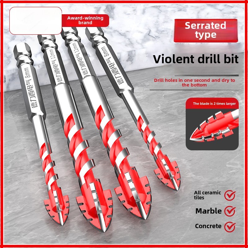 Four-blade Sawtooth Eccentric Drill Bit for Ceramic Tile, Concrete ...