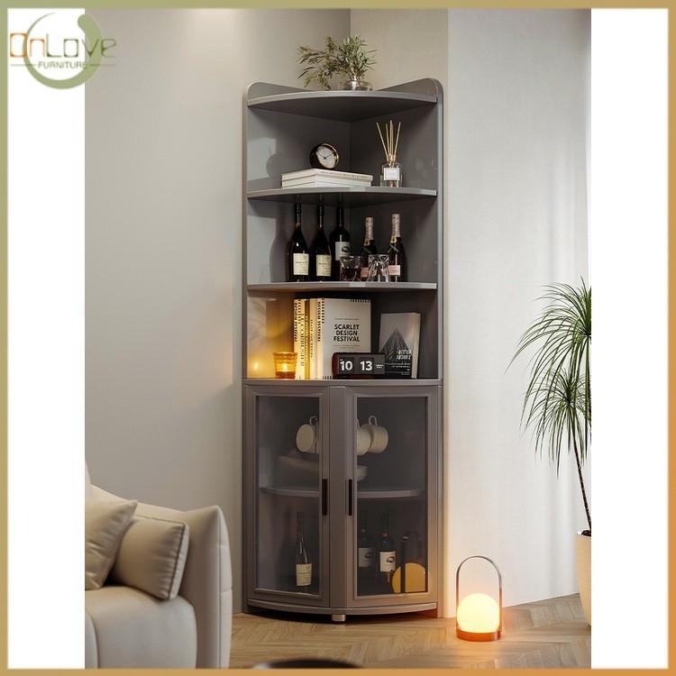 Italian Corner Cabinet Transparent Door Corner Bedroom Storage Cabinet ...