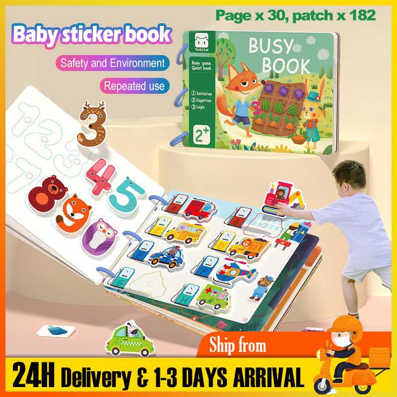 Baby Busy Book Reusable Sticker Book Montessori Toy Kid Activity Baby ...