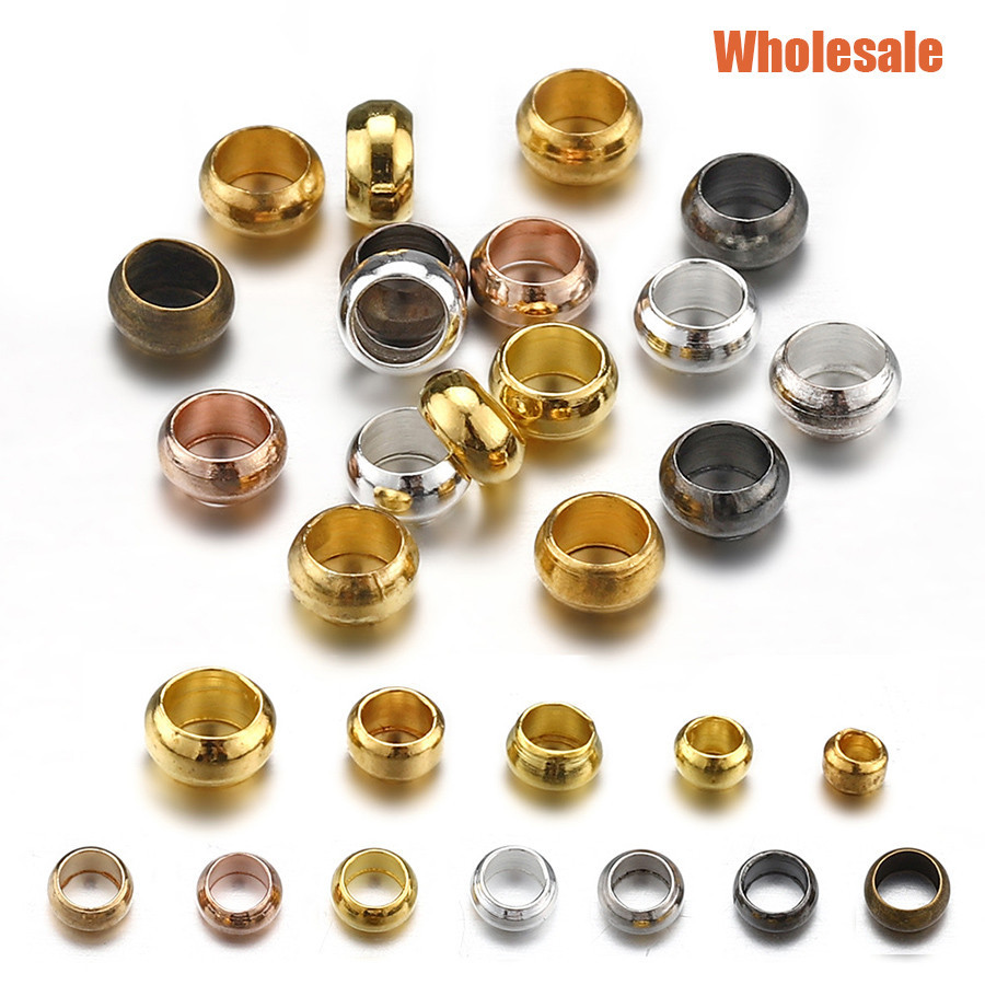 500pcs/lot Gold Silver Copper Ball Crimp End Beads Dia 1.5-3.0mm