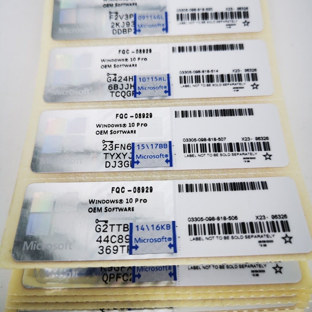 Win.10 pro Version Silver Label Serial Number sticker Genuine wind.ows ...