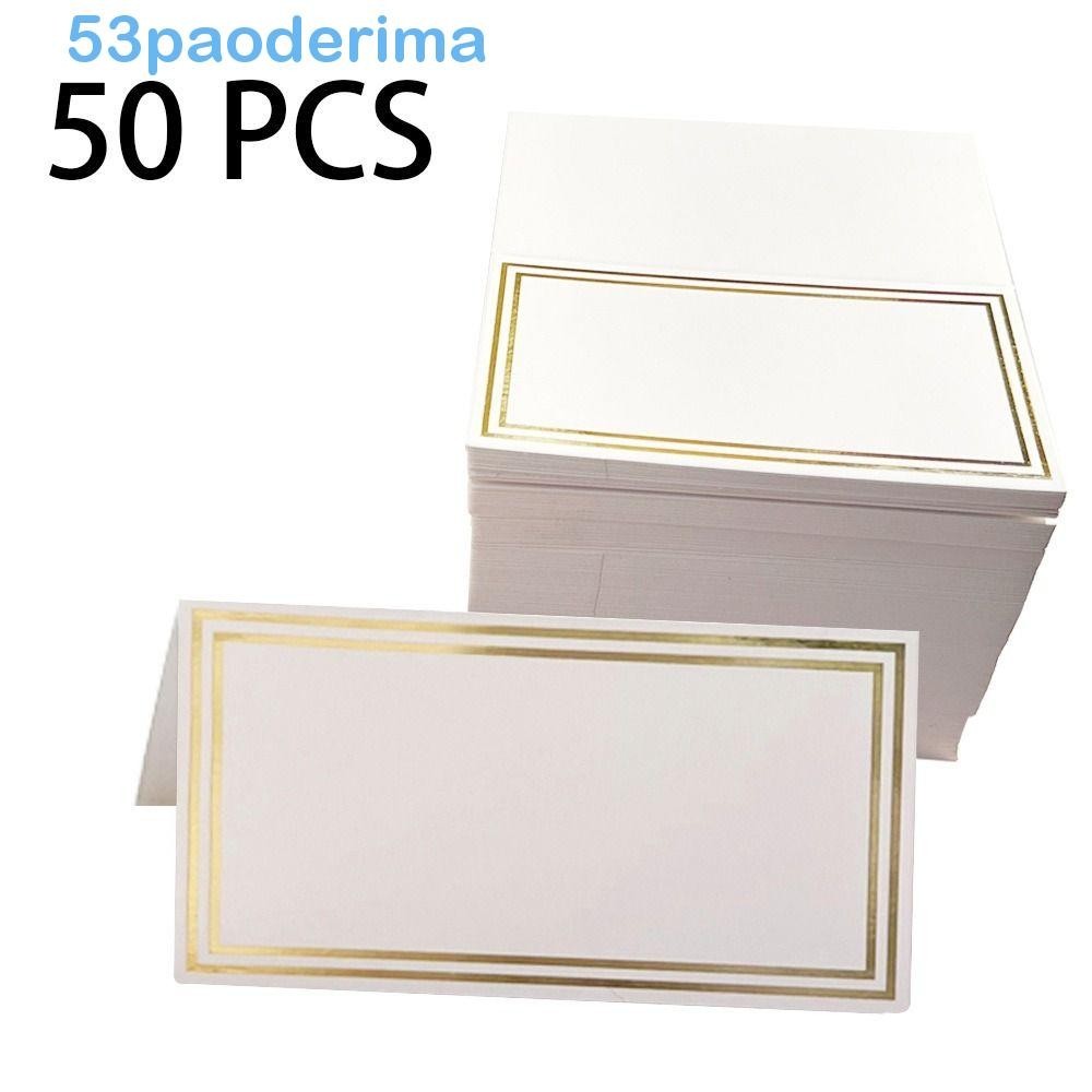 PAODERIMA 50pcs Seating Place Cards, Golden Foil Border Paper Table ...