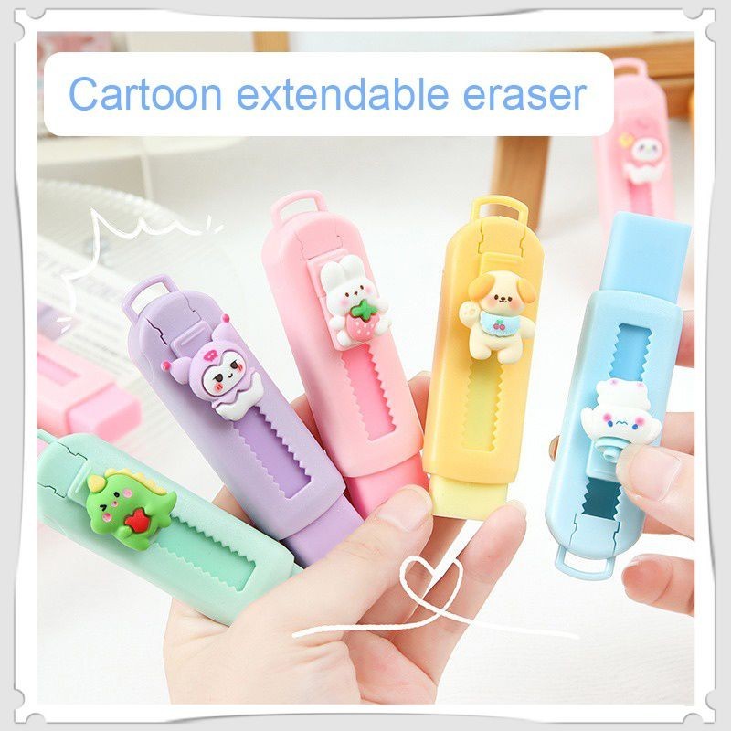 Sanrio Pencil Eraser Kuromi Cute Cartoon Push Stretch Macaron Color ...