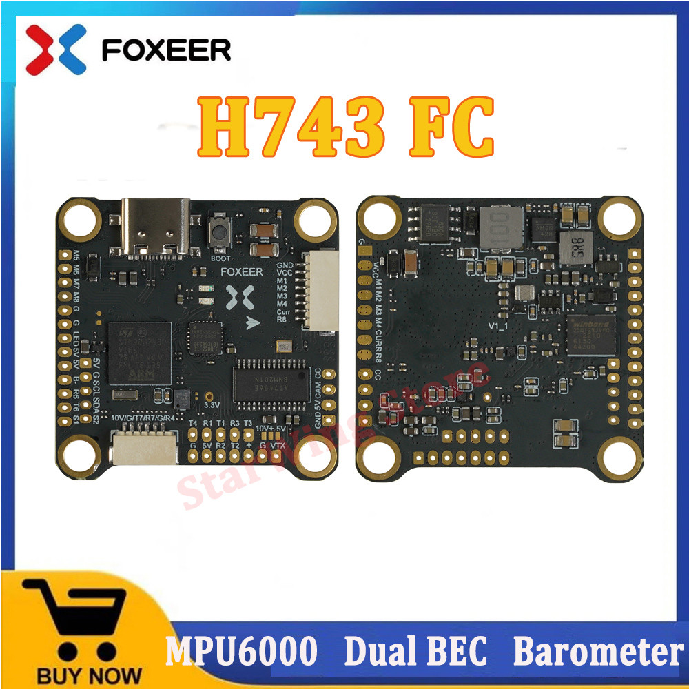 Foxeer H7 H743 MPU6000 Dual BEC Barometer Flight Controller 4-8S LIPO ...