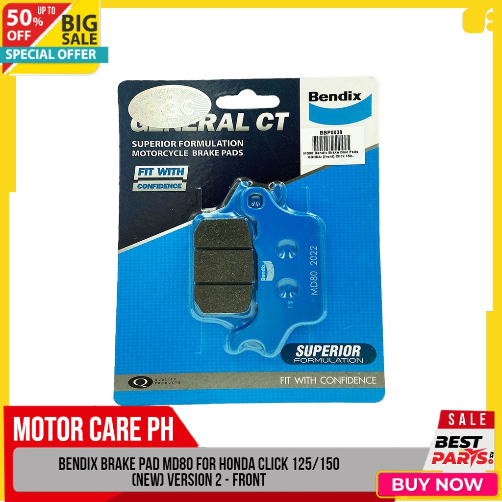 Bendix Brake Pad MD80 for Honda Click 125/150 (new) Version 2 - Front ...