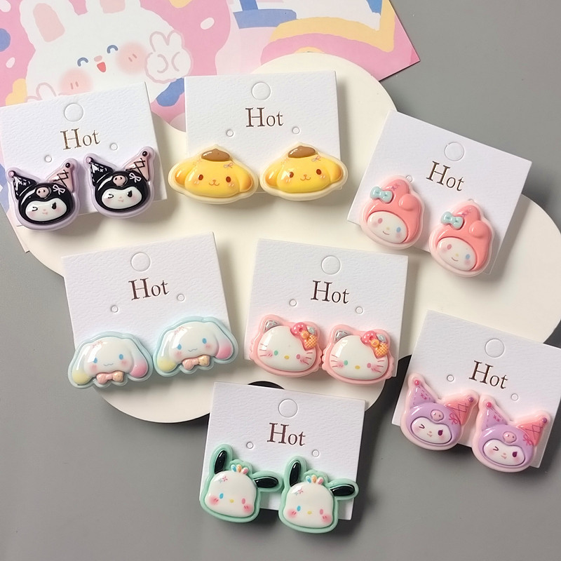 Cartoon Children Fresh Ear Clips Without Pierced Earrings Cute Resin 