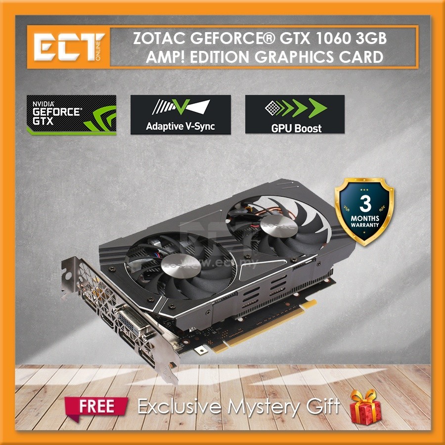 (Bulk Pack) ZOTAC GeForce GTX 1060 AMP! Edition 3GB GDDR5 192-Bit PCI-E  Graphic Card (3 DP, 1 HDMI, 1 DVI)