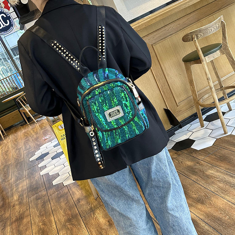Women s Bag High Sense Sequin Backpack New Online Influencer Fashion Small Casual Backpack Bag Multi Purpose Messenger Bag Shopee Malaysia