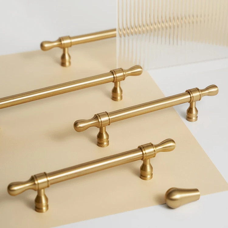 Satin Brass Cabinet Door Handles and Knobs Antique Drawer Pulls Vintage ...