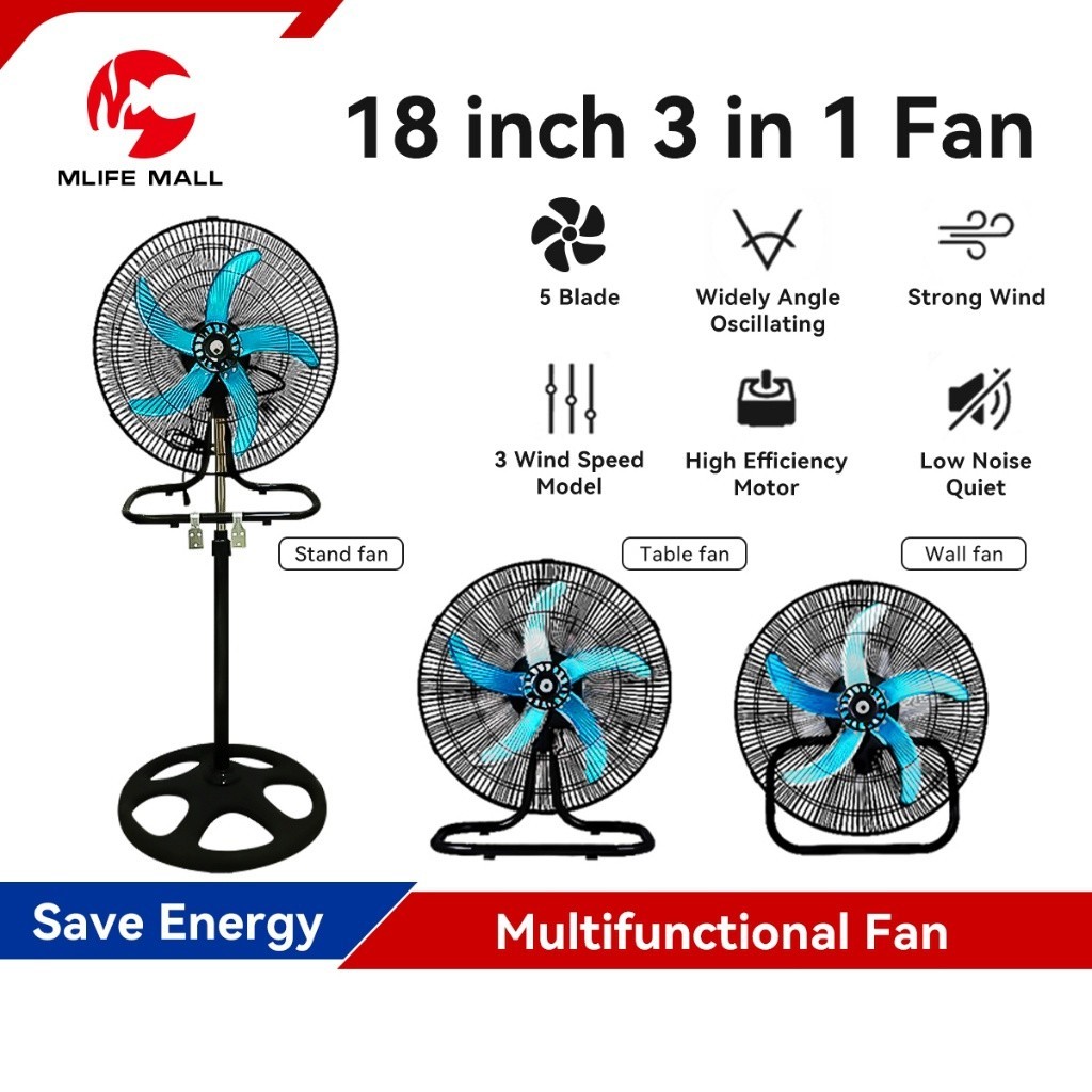 Fooksung industrial fan vertical fan 18 inch 5 blades 55W strong wind 3 ...