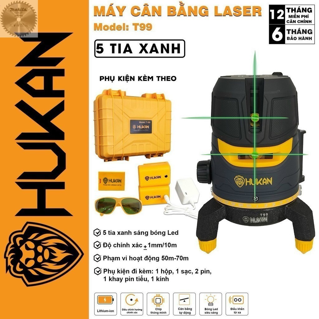Hukan T99 5beam blue touch laser level. Super bright led light with