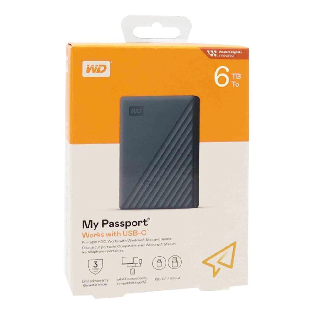 Western Digital 6TB WD My Passport - Works with USB-C, USB 3.2 Gen1 ...